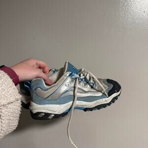 vintage 90s nobo blue & white chunky y2k streetwear lace up sneakers! women’s 9